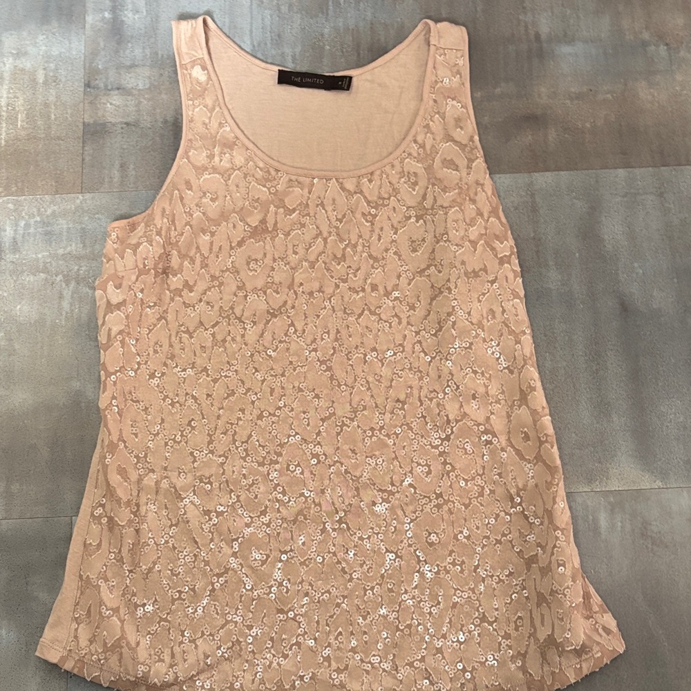 The Limited Beige Sequin Tank Top size medium
